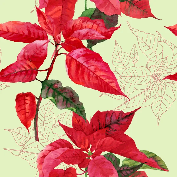 Saumaton kuvio joulutähti kasvi-04 — vektorikuva