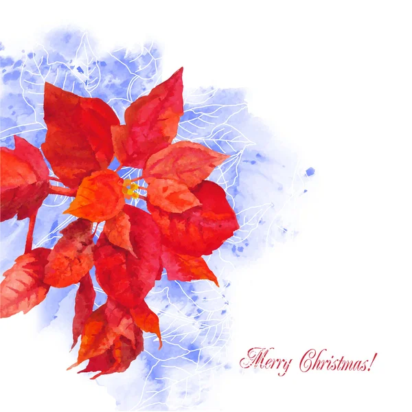 Fundo aquarela com flores poinsettia-02 — Vetor de Stock