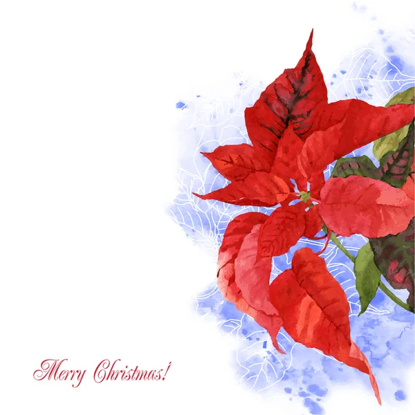 Aquarell Hintergrund mit Weihnachtsstern Blumen-06 — Stockvektor