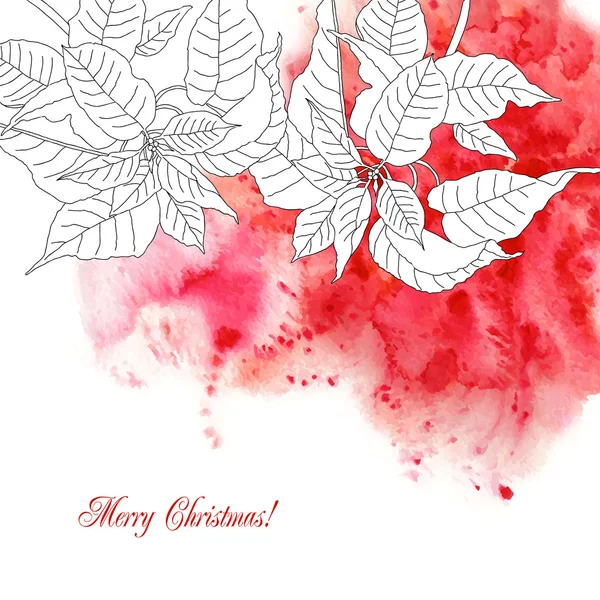Watercolor background  with poinsettia-04 — Stock Vector