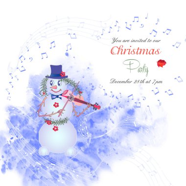 Christmas invitation with snowman-01 clipart