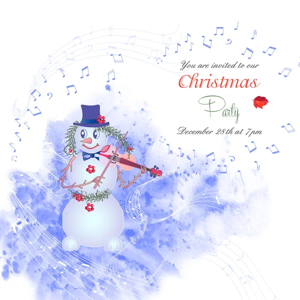 Invitation de Noël avec bonhomme de neige-01 — Image vectorielle