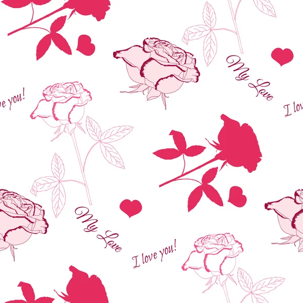 Seamless pattern with pink rose — Stock Vector