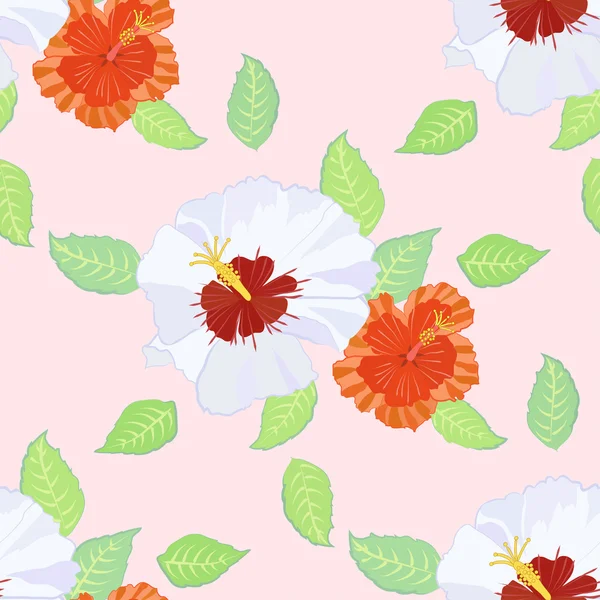 Modèle sans couture avec hibiscus — Image vectorielle