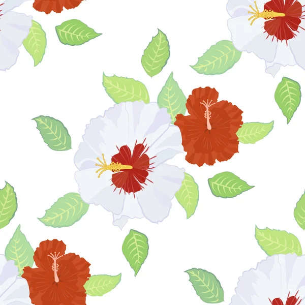 Seamless pattern with hibiscus — Stock Vector