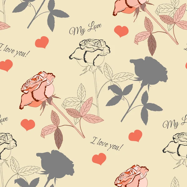 Motif sans couture avec rose rose2-4 — Image vectorielle