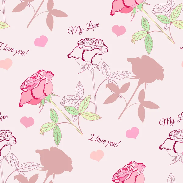Motif sans couture avec rose rose2-2 — Image vectorielle