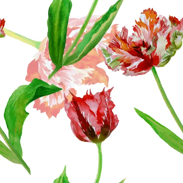 Padrão sem costura com tulipas — Vetor de Stock