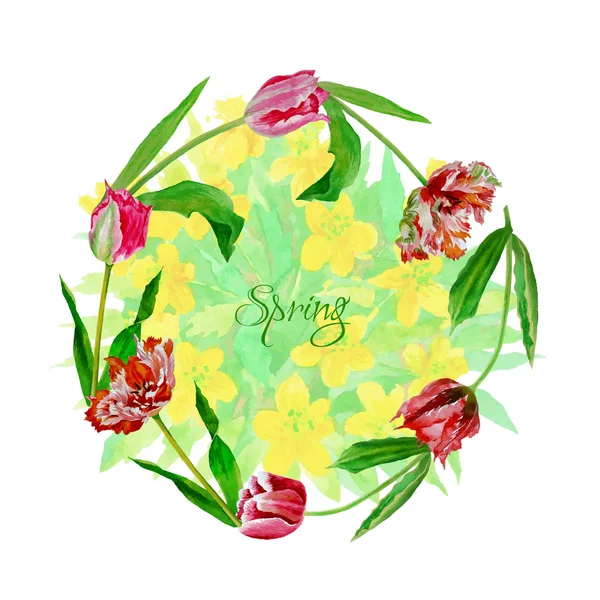 Wreath with tulips-05 — Stock Vector