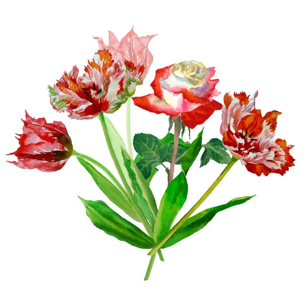 Bakgrund med tulpaner och rosor-01 — Stock vektor