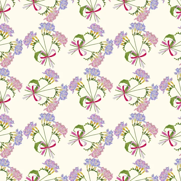 Nahtloses Muster mit Freesia-Blüten — Stockfoto