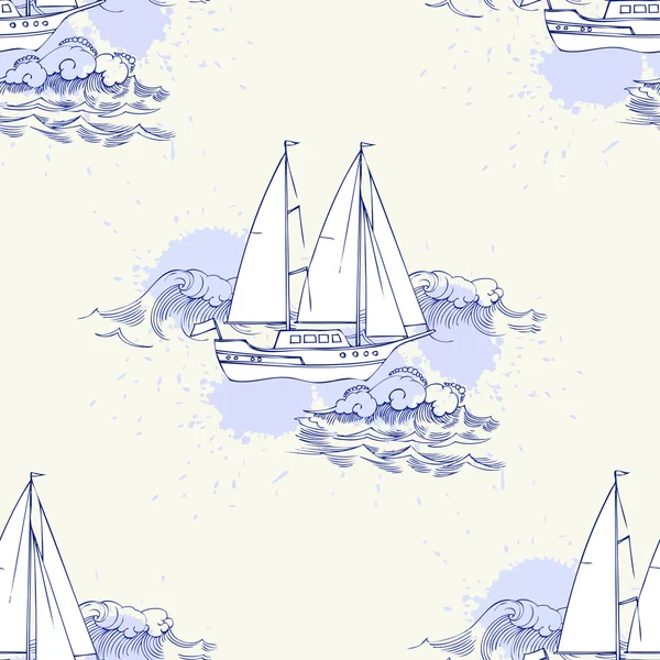 Seamless pattern with ships — Stockvector