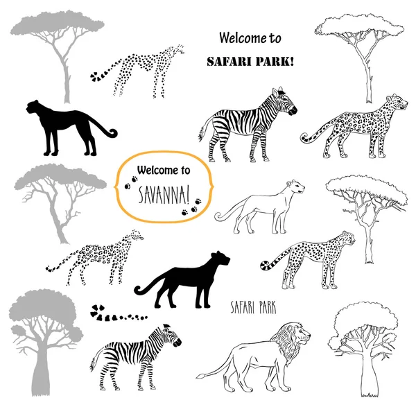 Savane animaux ensemble — Image vectorielle