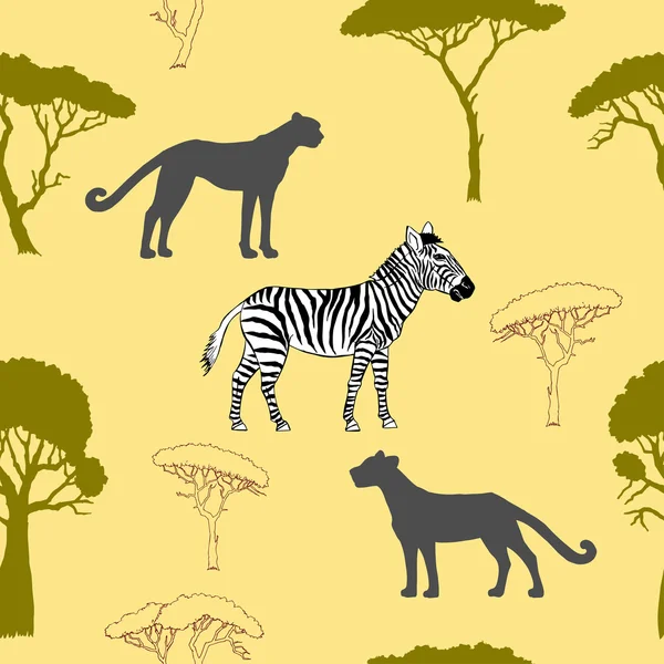 Seamless pattern with savanna animals-02 — Stock Vector