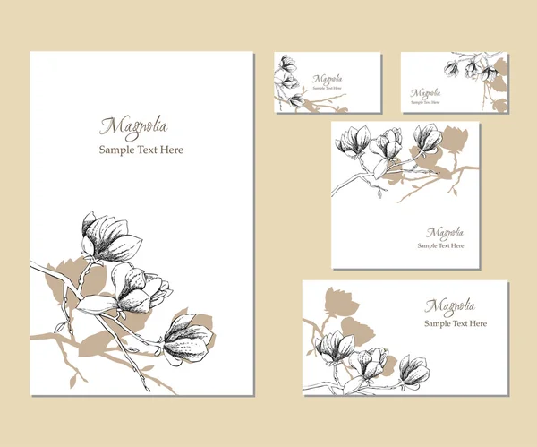 Plantilla de identidad corporativa con magnolia — Archivo Imágenes Vectoriales