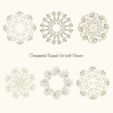 Set ornamental round with flowers