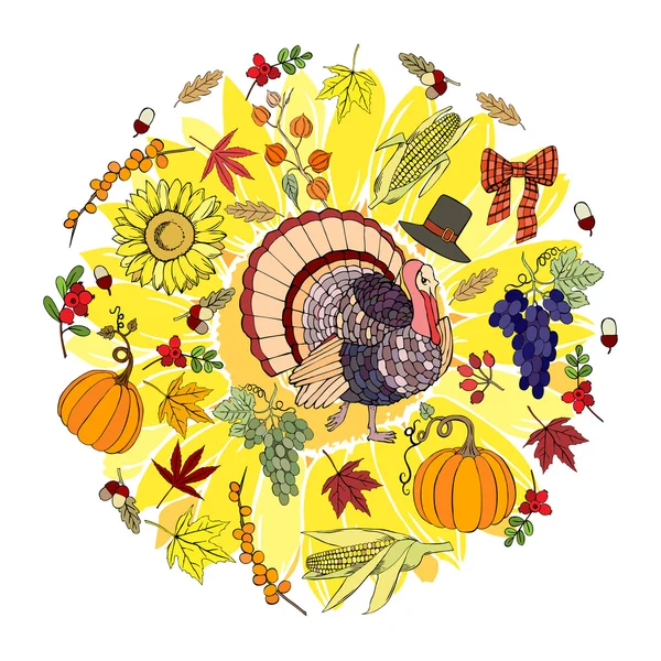 Jour de Thanksgiving et récolte — Image vectorielle