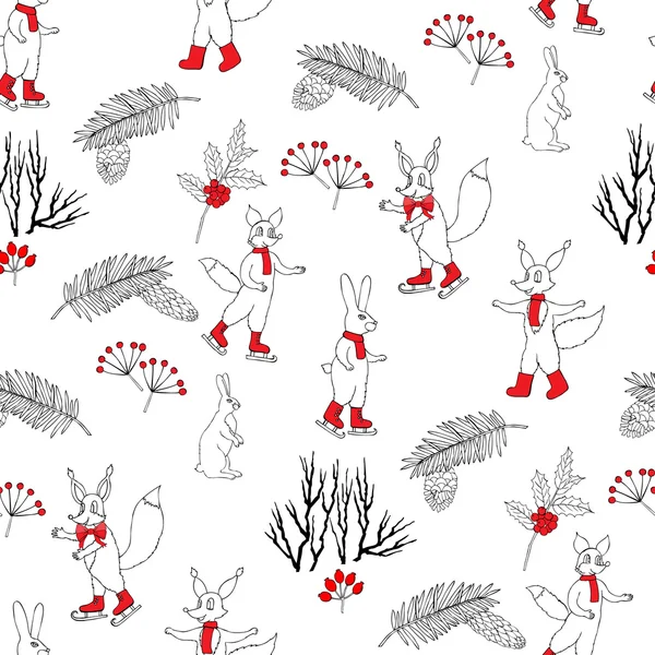 Seamless pattern with Christmas forest — Stock Vector