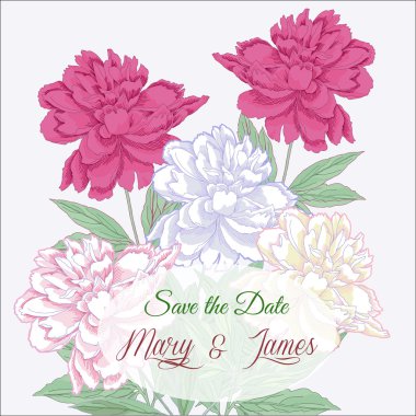 Beyaz ve pembe peonies buket