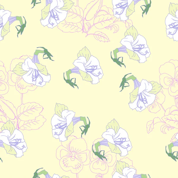 Motif rose sans couture avec lilas et fleurs — Image vectorielle