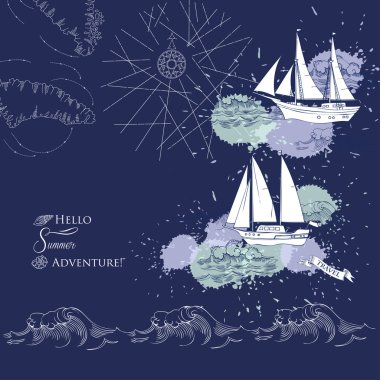 Gemi ve dalgalar arka plan