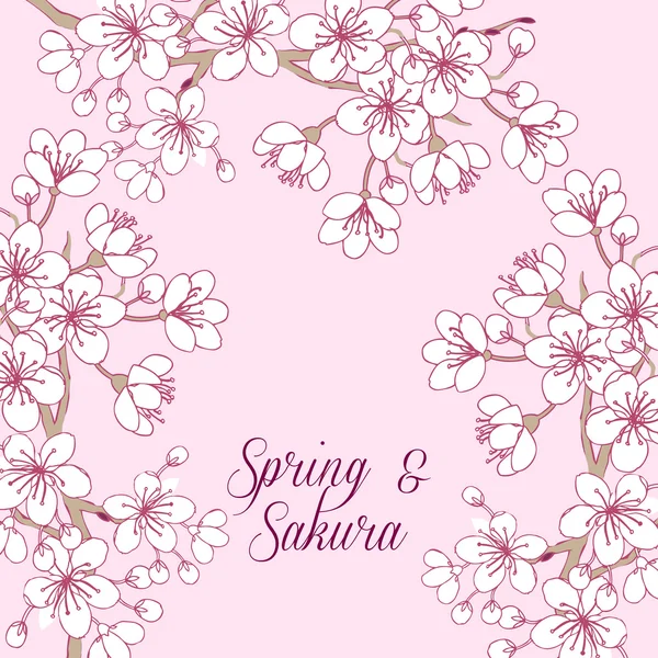 Fundo com sakura — Vetor de Stock