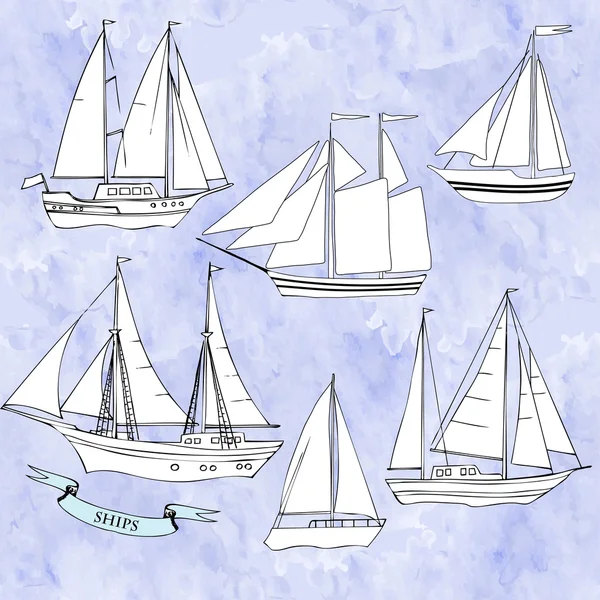 Ships.Set of sketches — Stock Vector