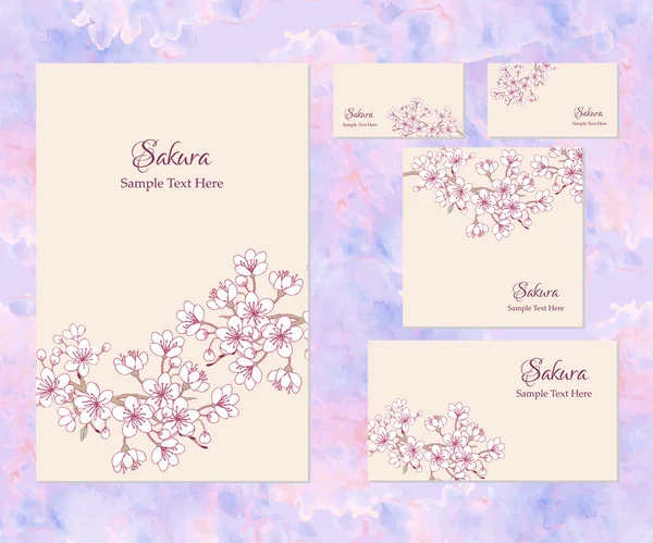 Plantilla de identidad corporativa con sakura — Vector de stock