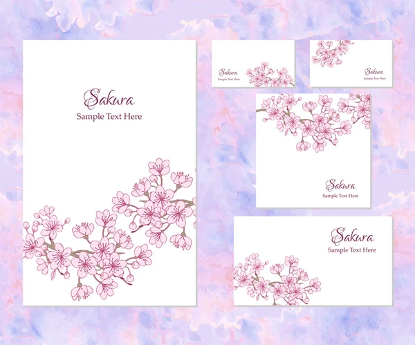 Plantilla de identidad corporativa con sakura — Vector de stock