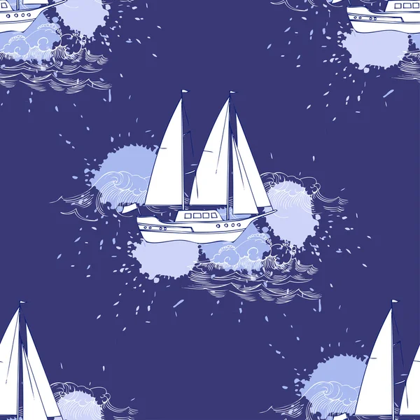Navires sans couture patt vagues — Image vectorielle