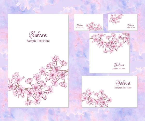 Sakura ile şablon kurumsal kimlik — Stok Vektör
