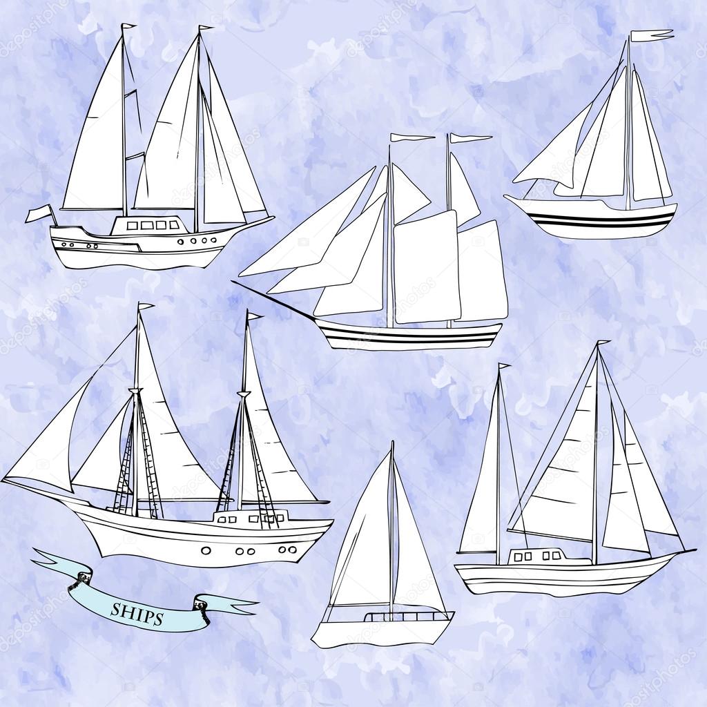 Ships.Set of sketches
