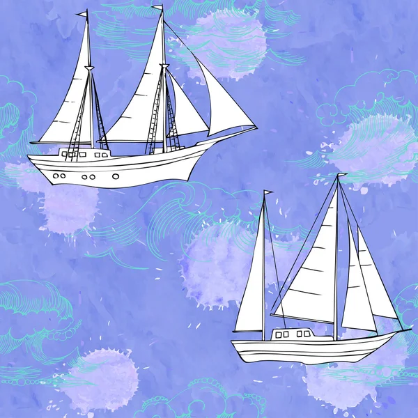 Navires sans couture patt vagues — Image vectorielle