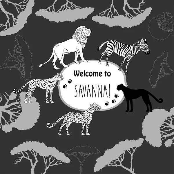 Sfondo con animali savana — Vettoriale Stock