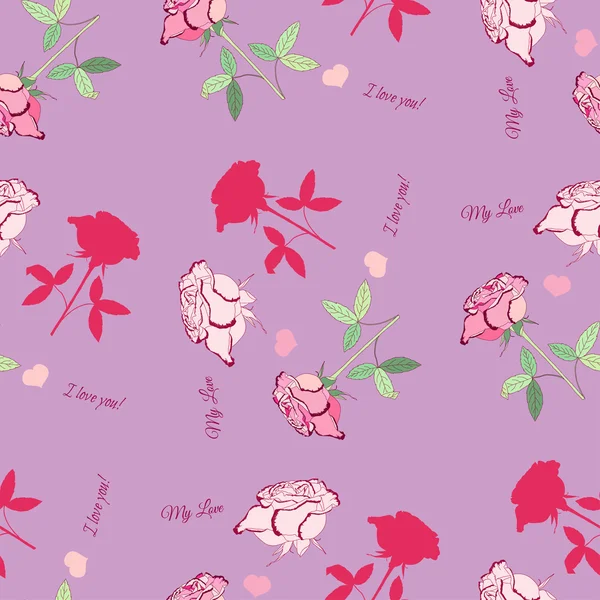 Motif sans couture avec rose rose — Image vectorielle