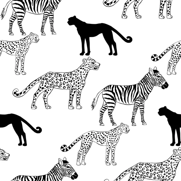 Seamless mönster med savann djur — Stock vektor