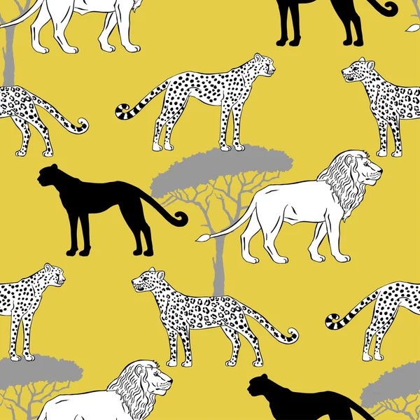 Seamless mönster med savann djur — Stock vektor