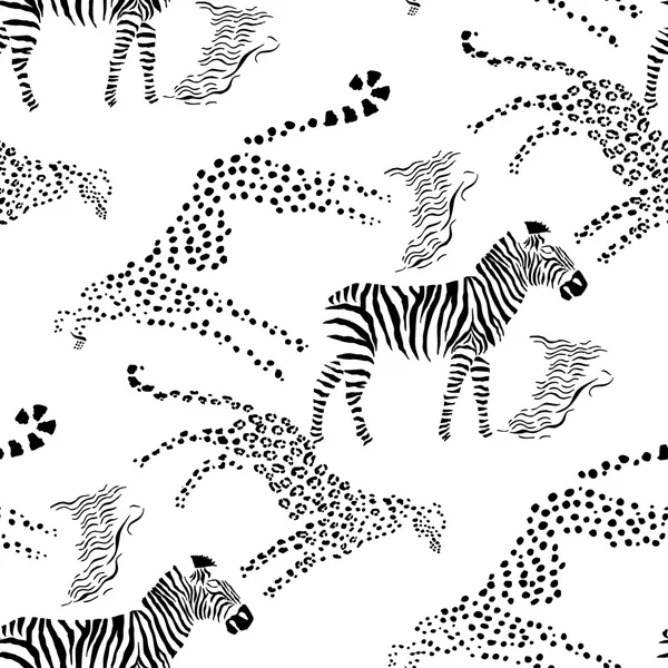 Seamless pattern with savanna animals — Stock Vector