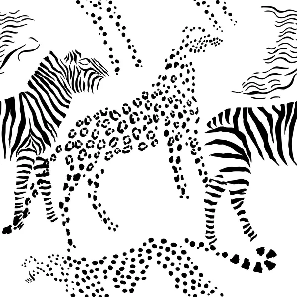 Seamless pattern savanna animals — Stock Vector