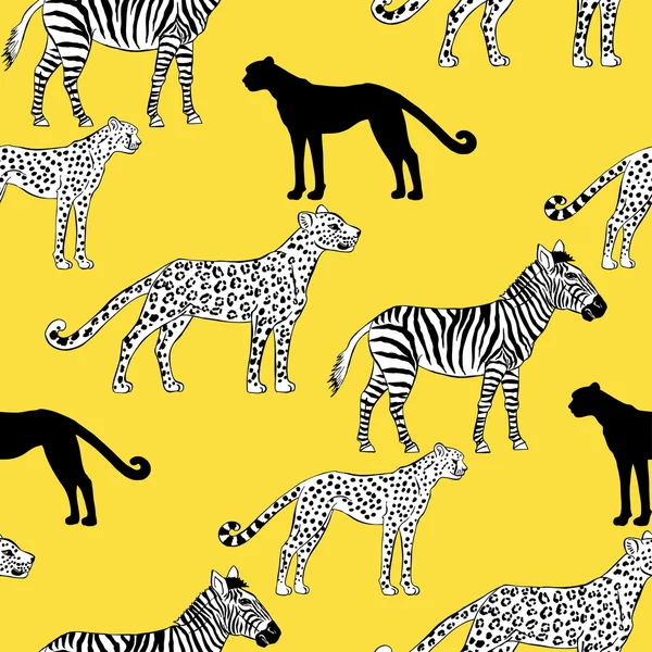 Seamless pattern with savanna animals — Stock Vector