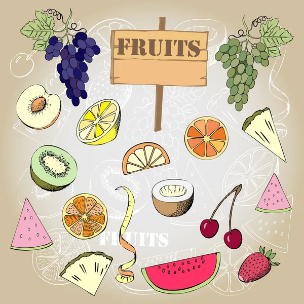 Achtergrond met fruit1-03 — Stockvector