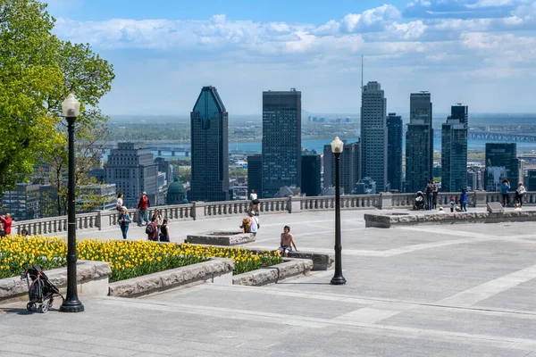 Montreal Mayo 2021 Personas Disfrutando Vista Del Horizonte Montreal Desde —  Fotos de Stock