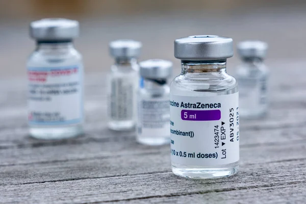 Montréal Juin 2021 Flacon Vaccin Astrazeneca Covid — Photo