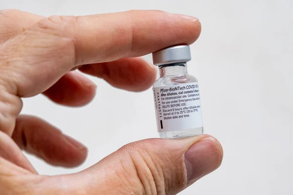 Montréal Juin 2021 Flacon Vaccin Pfizer Biontech Covid — Photo