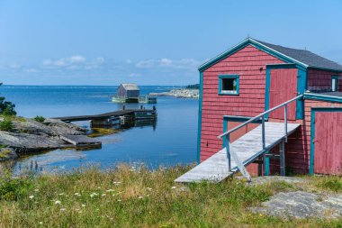Blue Rocks topluluğundaki balıkçı kulübesi, Nova Scotia, Kanada