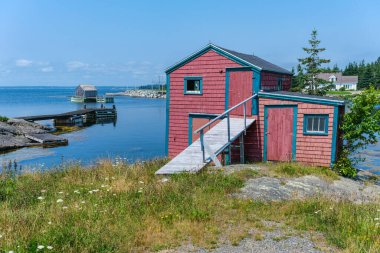Blue Rocks topluluğundaki balıkçı kulübesi, Nova Scotia, Kanada