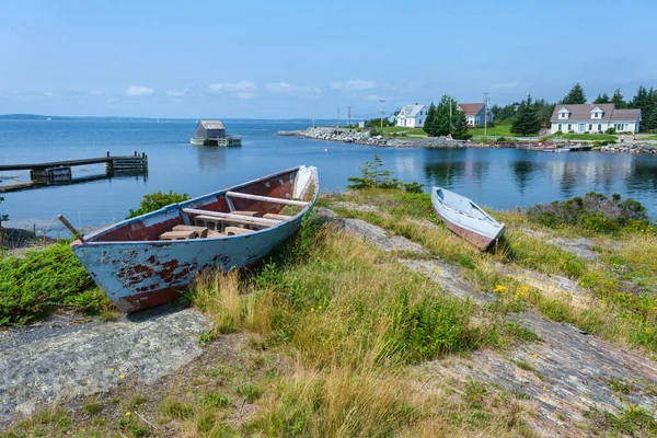 Cabanes Pêcheurs Vieux Bateaux Dans Collectivité Blue Rocks Nouvelle Écosse — Photo