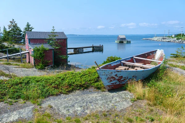 Capanne Dei Pescatori Vecchie Barche Nella Comunità Blue Rocks Nuova — Foto Stock