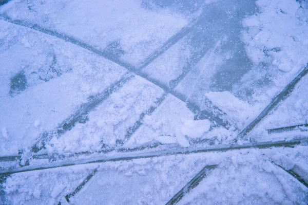 Texture di ghiaccio sulla pista di pattinaggio all'aperto — Foto Stock