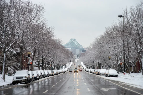 Burza śnieżna uderza Montreal, Kanada. — Zdjęcie stockowe